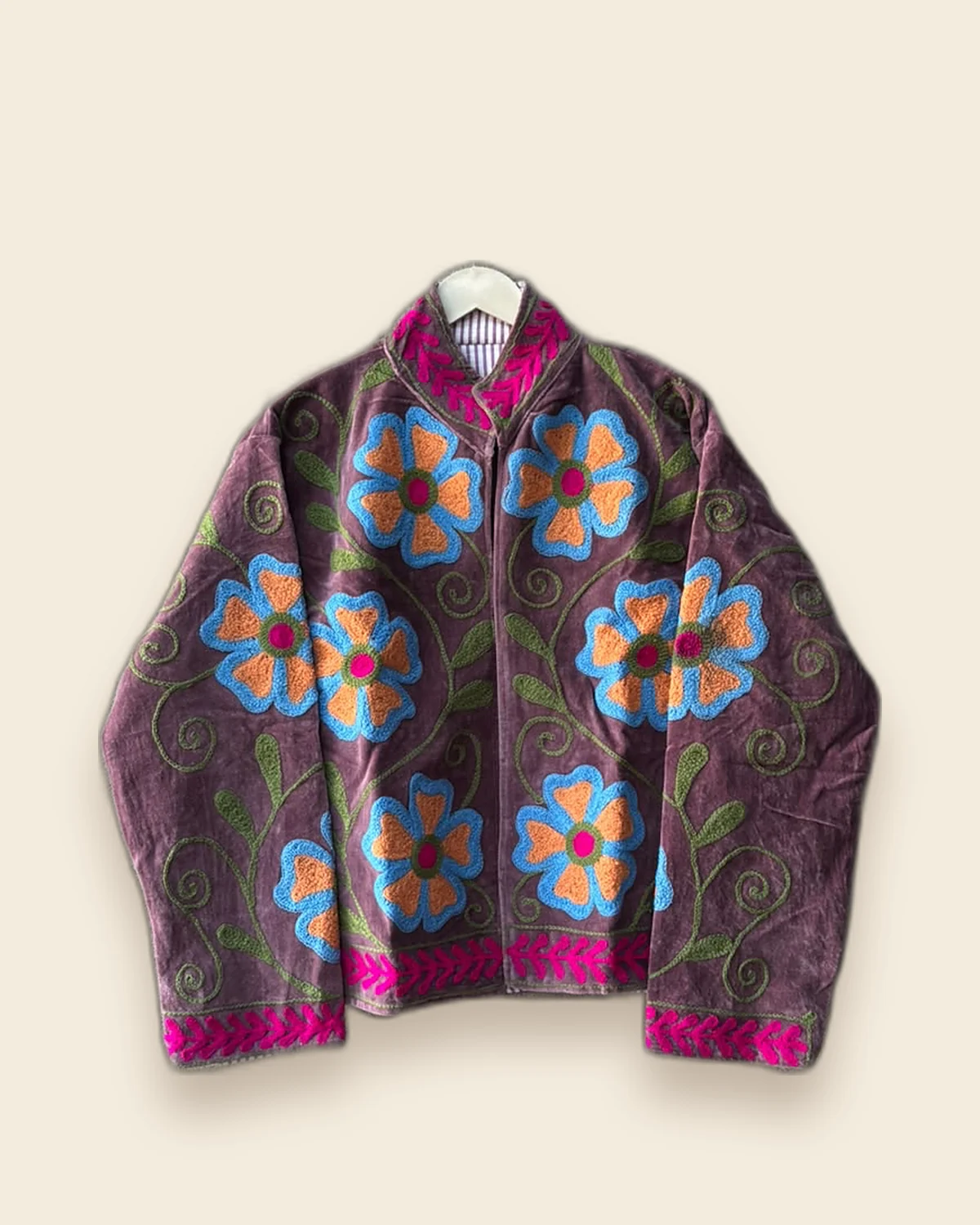The Cornflower — Plum embroidered velvet jacket