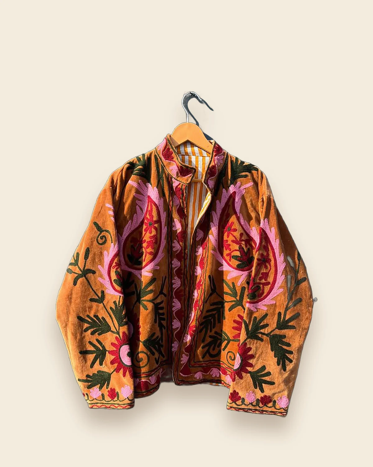 The Marmalade — Burnt Orange embroidered velvet jacket