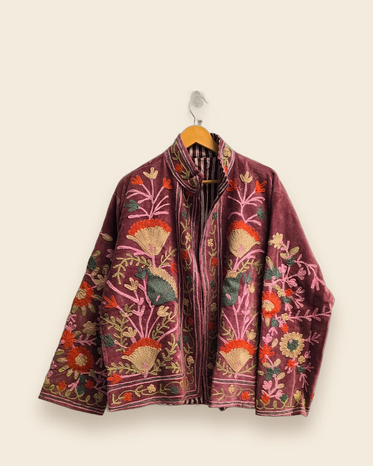 The Mulberry — Wine embroidered velvet jacket