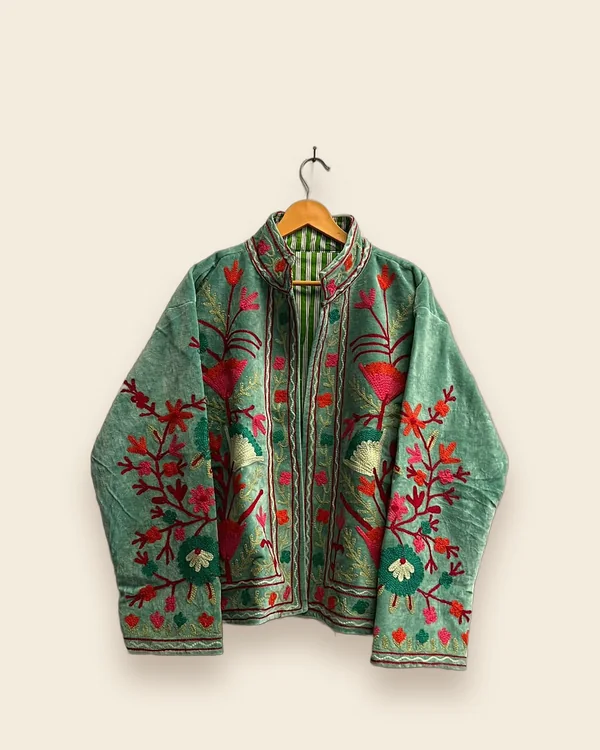 The Orchard — Jade embroidered velvet jacket